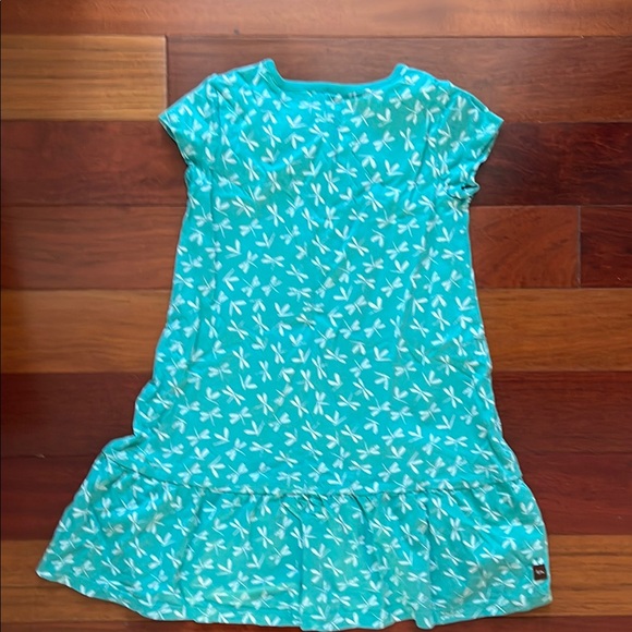 Kids Turquoise Dress with White Patterns - Picture 4 of 5